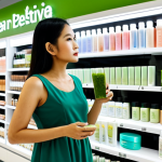 **Prompt 1: The Hidden Plastic Problem in Vegan Cosmetics**
    A thoughtful adult Thai professional woman, in a modest business casual dress, standing in a brightly lit modern beauty store aisle in Bangkok. She is looking at a display of "vegan" cosmetic products, which are prominently packaged in various plastic containers, bottles, and tubes. The lighting highlights the plastic sheen, subtly contrasting with the natural or green branding of the products. The background shows more cosmetic shelves, clean and organized. The scene evokes a sense of introspection about environmental impact. Full body shot, professional photography, realistic details, perfect anatomy, correct proportions, natural pose, well-formed hands, proper finger count, natural body proportions, high quality, safe for work, appropriate content, fully clothed, professional, modest.