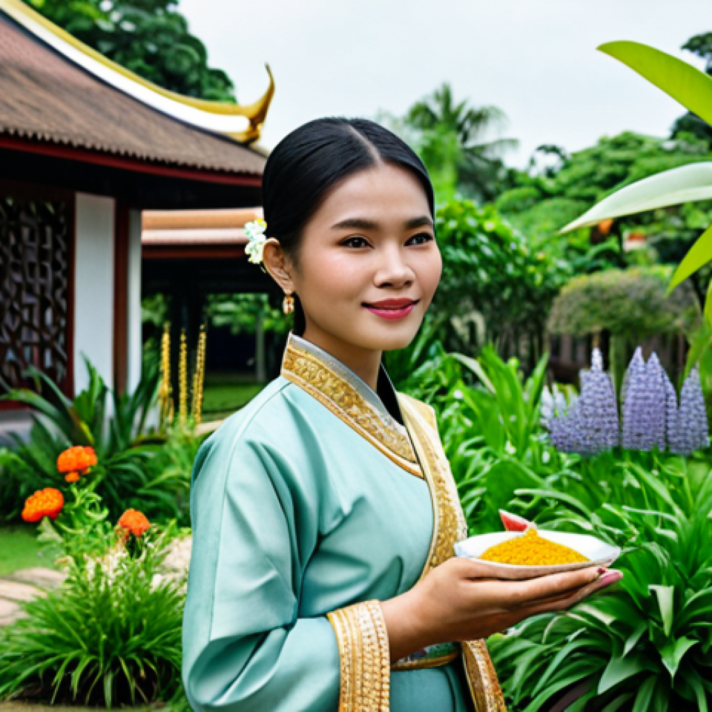 비건 화장품의 스킨케어 루틴 구성하기 - **Prompt:** A Thai woman with radiant, healthy skin, showcasing the results of a vegan skincare rout...