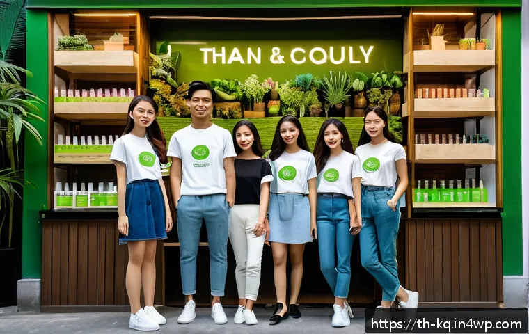 비건 화장품의 주요 소비층 분석 - A vibrant urban scene in Bangkok featuring a diverse group of young Thai adults aged 18-35, stylishl...